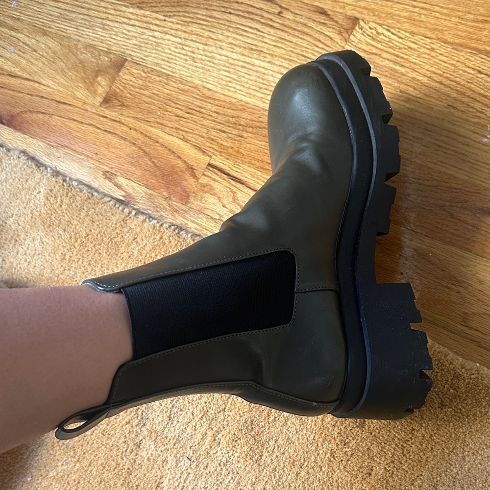 Zara Dark Green Lug Sole Boot - Picture 4 of 5